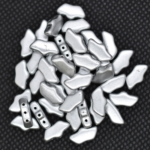 15 Beads - Delos® par Puca® Paris - Silver Aluminum Matte - Czech Glass
