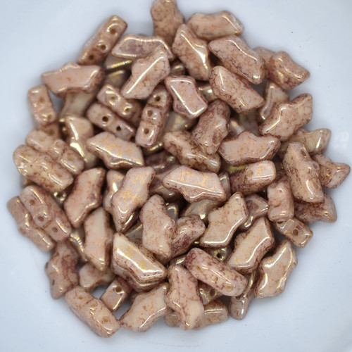 15 Beads - Delos® par Puca® Paris - Opauqe Beige Bronze - Czech Glass
