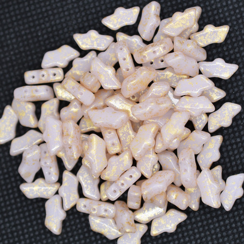 15 Beads - Delos® par Puca® Paris - Light Rose Opal Splash - Czech Glass