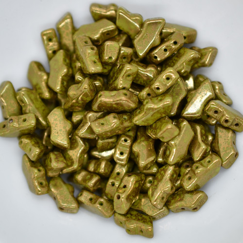 15 Beads - Delos® par Puca® Paris - Opauqe Green Bronze - Czech Glass