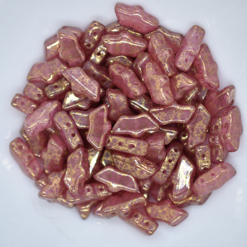 15 Beads - Delos® par Puca® Paris - Dark Pink Opal Bronze - Czech Glass