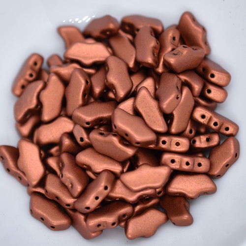 15 Beads - Delos® par Puca® Paris - Bronze Red Matte - Czech Glass