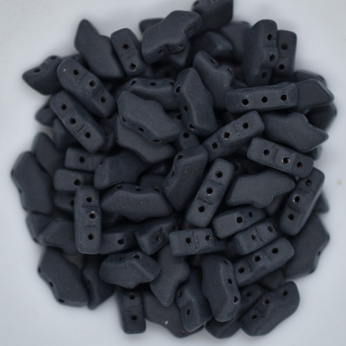 15 Beads - Delos® par Puca® Paris - Jet Matte - Czech Glass