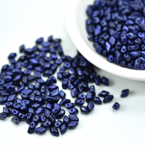50 Beads - GemDuo Mini 4x6mm Two Hole - Metalust Purple - Czech Glass