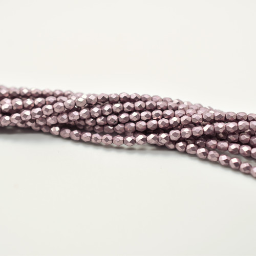 50 Beads - Fire Polished 4mm - Sueded Gold Blackened Pearl - Czech Glass