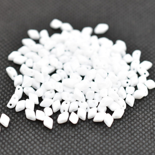 50 Beads - GemDuo Mini 4x6mm Two Hole - Chalk White - Czech Glass