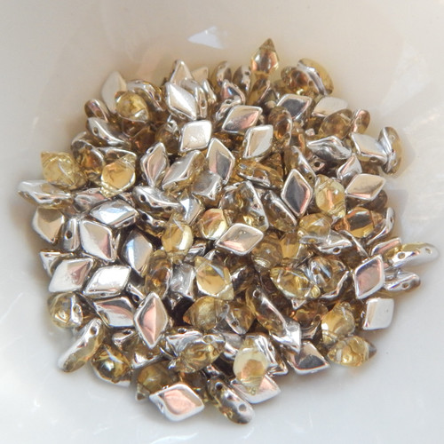 40 Beads - Gemduo Two Hole Beads Backlit Citrine Matubo Czech Glass Bead