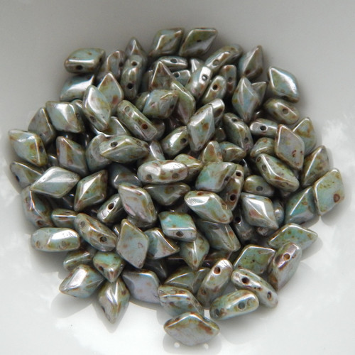 Gemduo Two Hole Beads Lazure Blue - 40 Beads - Czech Glass Bead