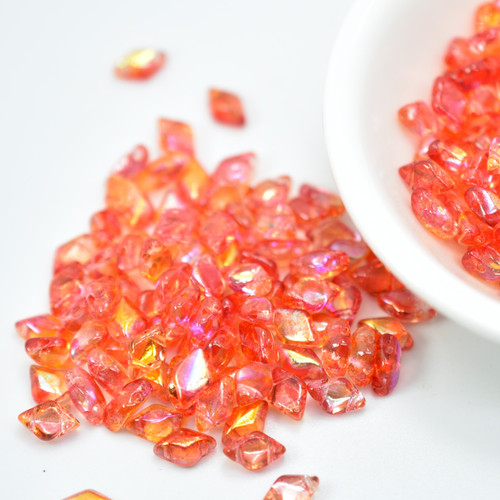 40 Beads - Gemduo 8x5mm Two Hole Beads Summer Rainbow Orange, Czech Glass Bead