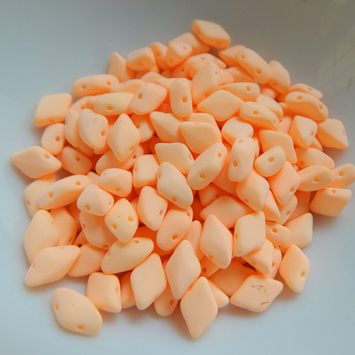 40 Beads - Gemduo Two Hole Beads Bondeli Matte Orange Czech Glass Beads