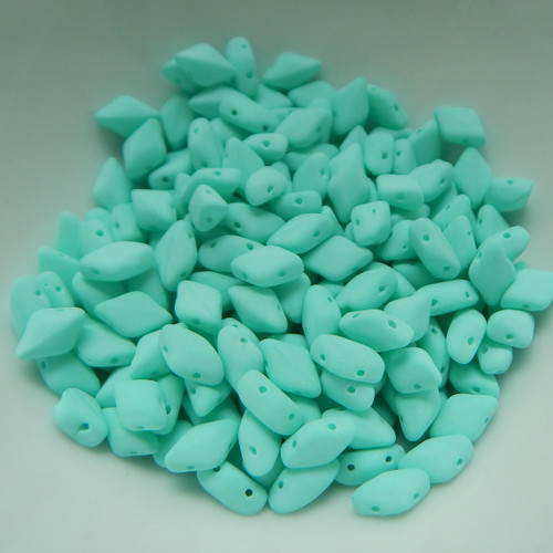 Gemduo - 40 Beads - Two Hole Beads Bondeli Matte Mint Czech Glass Beads