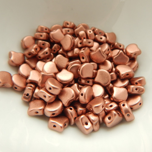 Ginko (35 Beads) Matte Metallic Bronze Copper 7.5mm x 7.5mm 2-hole Czech Glass by Matubo