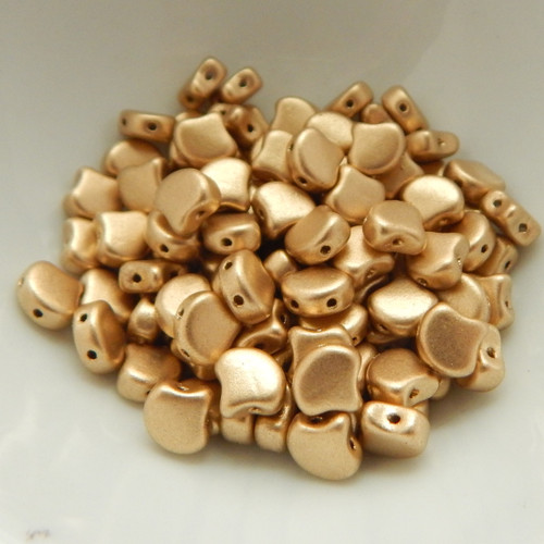 Ginko (35 Beads) Matte Metallic Pale Gold 7.5mm x 7.5mm 2-hole Czech Glass by Matubo