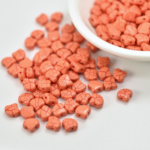 Ginko (35 Beads) - Ionic Dark Orange/Red - 7.5mm x 7.5mm 2-hole Czech Glass by Matubo