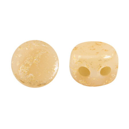 Kalos® par Puca® (50 beads) 2-Hole 4x3mm Drum Shape - Frost Camel Splash - Czech Glass