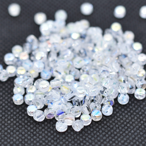 Kalos® par Puca® (50 beads) 2-Hole 4x3mm Drum Shape - Crystal AB - Czech Glass