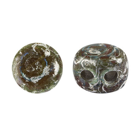 Kalos® par Puca® (50 beads) 2-Hole 4x3mm Drum Shape - Frost Caramel New Picasso - Czech Glass