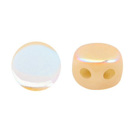 Kalos® par Puca® (50 beads) 2-Hole 4x3mm Drum Shape - Frost Camel AB - Czech Glass