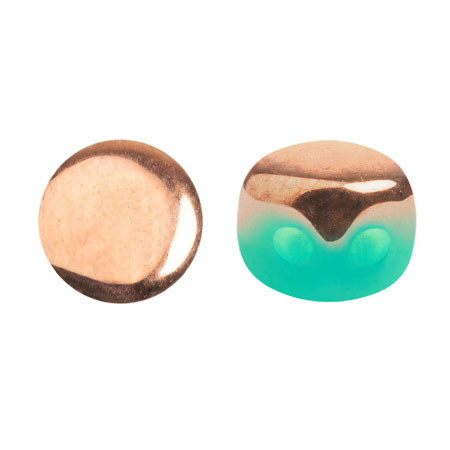 Kalos® par Puca® (50 beads) 2-Hole 4x3mm Drum Shape - Frost Jade Capri Gold - Czech Glass