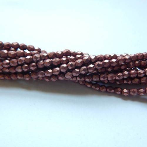 Firepolish 3mm (100 beads) Czech Glass Saturated Metallic Grenadine
