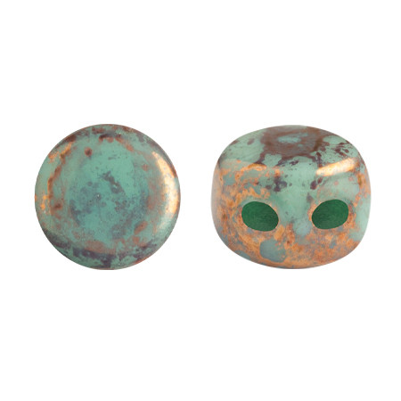 Kalos® par Puca® (50 beads) 2-Hole 4x3mm Drum Shape - Frost Jade Bronze - Czech Glass