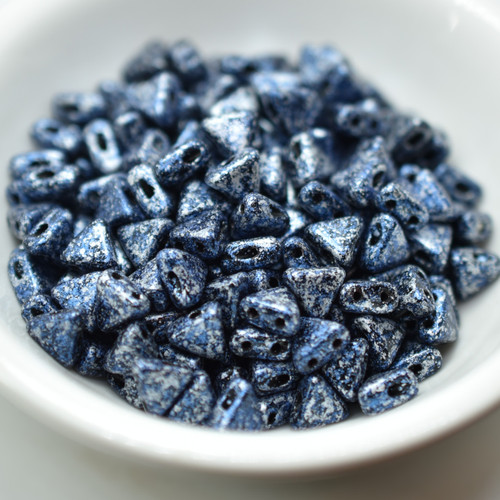 Kheops® par Puca® 25 Beads, Jet Tweedy Blue 6mm 2-Hole Triangle