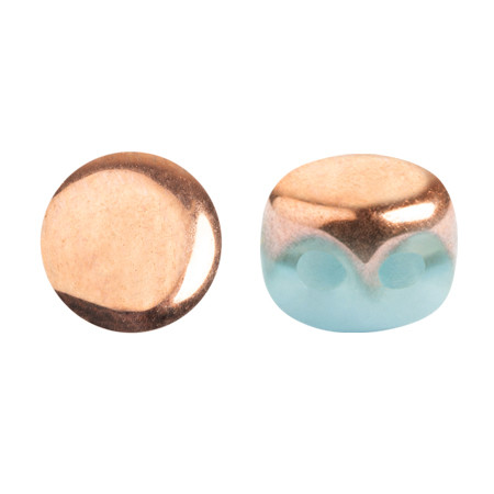 Kalos® par Puca® (50 beads) 2-Hole 4x3mm Drum Shape - Frost Azurin Capri Gold - Czech Glass