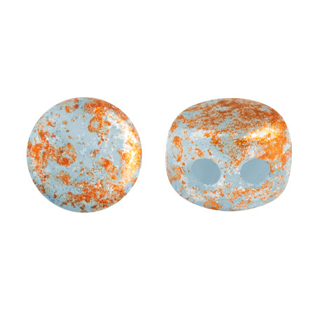 Kalos® par Puca® (50 beads) 2-Hole 4x3mm Drum Shape - Frost Azurin Tweedy - Czech Glass