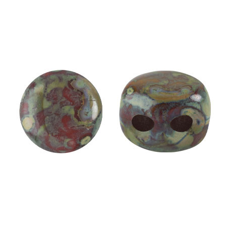 Kalos® par Puca® (50 beads) 2-Hole 4x3mm Drum Shape - Frost Caramel Travertin - Czech Glass