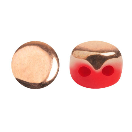 Kalos® par Puca® (50 beads) 2-Hole 4x3mm Drum Shape - Frost Cherry Capri Gold - Czech Glass