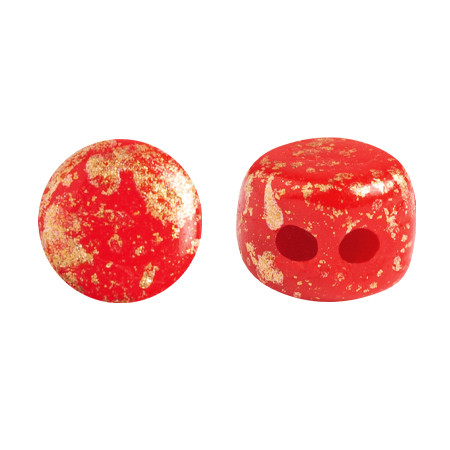 Kalos® par Puca® (50 beads) 2-Hole 4x3mm Drum Shape - Frost Cherry Splash - Czech Glass