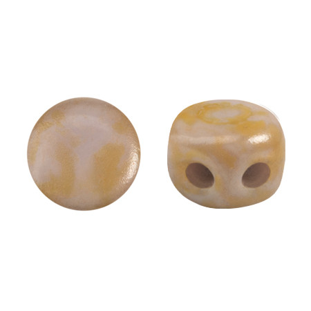 Kalos® par Puca® (50 beads) 2-Hole 4x3mm Drum Shape - Frost Parme Travertin - Czech Glass
