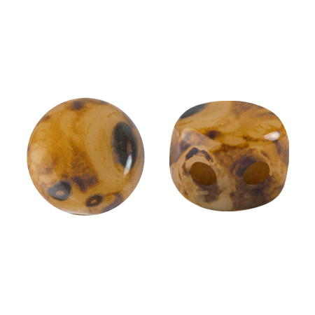 Kalos® par Puca® (50 beads) 2-Hole 4x3mm Drum Shape - Frost Camel Travertin - Czech Glass