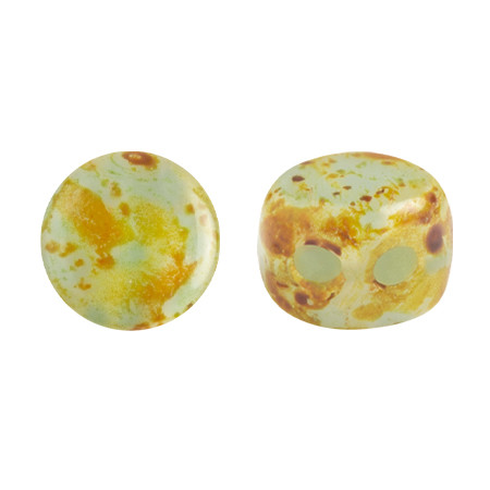 Kalos® par Puca® (50 beads) 2-Hole 4x3mm Drum Shape - Frost Azurin Travertin - Czech Glass