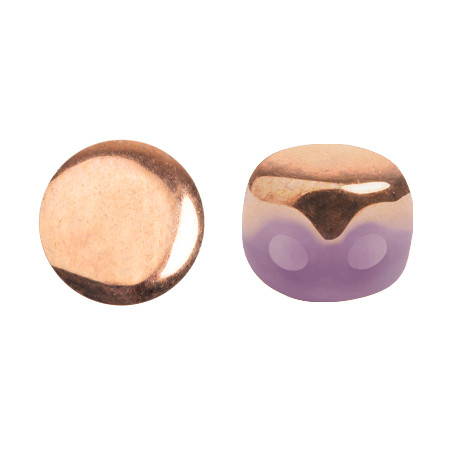 Kalos® par Puca® (50 beads) 2-Hole 4x3mm Drum Shape - Frost Parme Capri Gold - Czech Glass