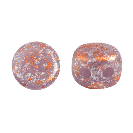 Kalos® par Puca® (50 beads) 2-Hole 4x3mm Drum Shape - Frost Parme Tweedy - Czech Glass