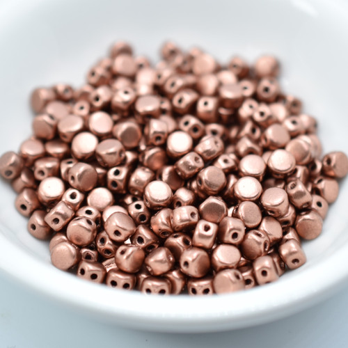 Kalos® par Puca® (50 beads) 2-Hole 4x3mm Drum Shape - Copper Gold Matte - Czech Glass