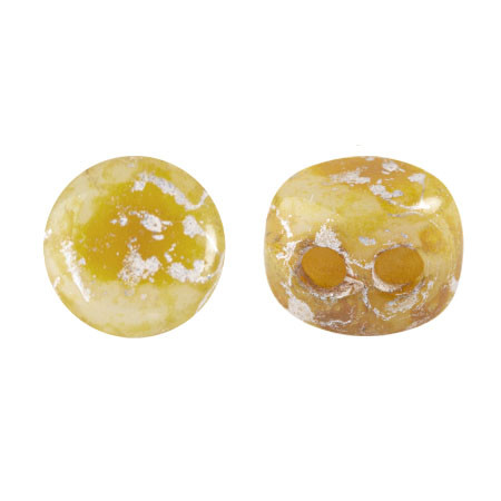 Kalos® par Puca® (50 beads) 2-Hole 4x3mm Drum Shape - Frost Anis New Picasso - Czech Glass