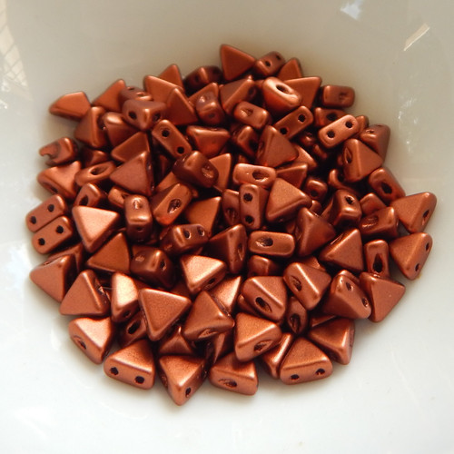 Kheops® par Puca® (25 Beads) Bronze Red Matte 6mm 2-Hole Triangle Shape Glass