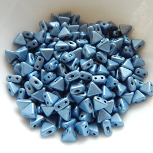 Kheops® par Puca® (25 Beads) Metallic Matte Blue 6mm 2-Hole Triangle Shape Glass