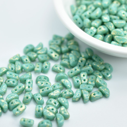 KOS® PAR PUCA® (50 Beads) - Opaque Green Turquoise Splash - 6x3mm 2-hole