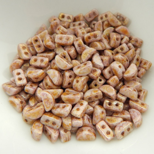 KOS® PAR PUCA® (50 Beads) Opaque Rose Gold Mix Ceramic Look 6x3mm 2-hole