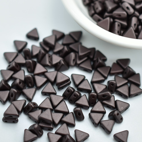 Kheops® par Puca® (25 Beads) Pastel Dark Brown Bronze 6mm 2-Hole Triangle Shape Glass
