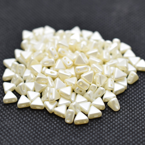 Kheops® par Puca® (25 Beads) Pastel Light Cream, Off White 6mm 2-Hole Triangle Shape Glass