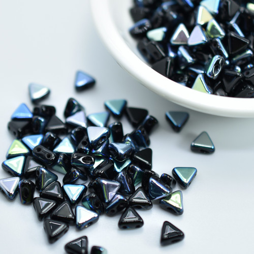 Kheops® par Puca® (25 Beads) Jet AB 6mm 2-Hole Triangle Shape Glass