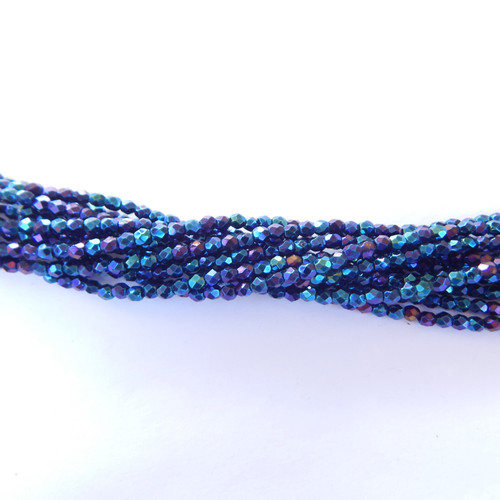 100 Beads - Firepolish 3mm Blue Iris - Czech Glass