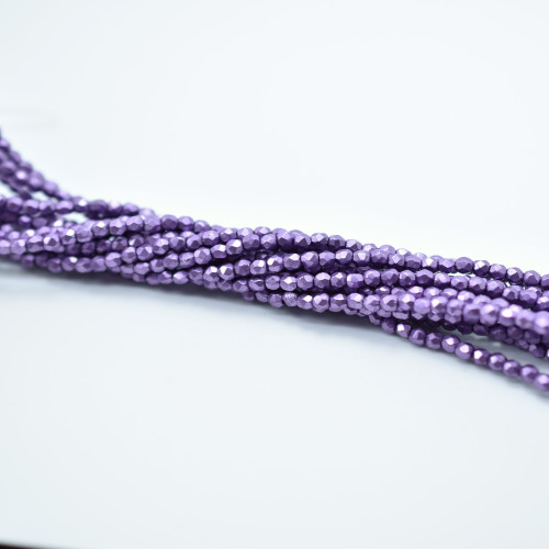 100 Beads - Fire Polished Faceted 3mm Czech Glass Saturated Metallic Grapeade