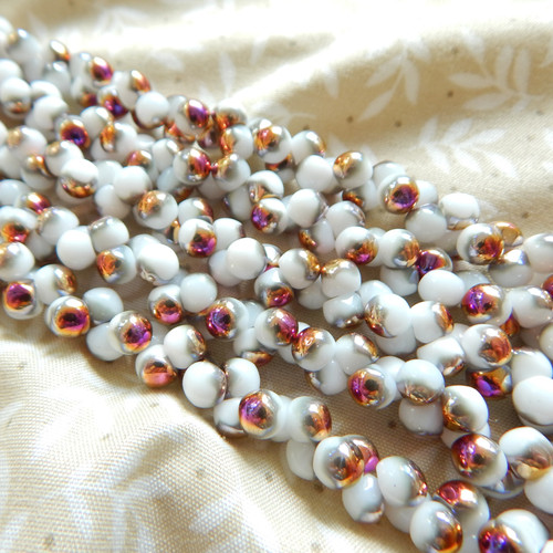 6x5mm Mushroom (50 beads) - Chalk Sliperit - Czech Glass