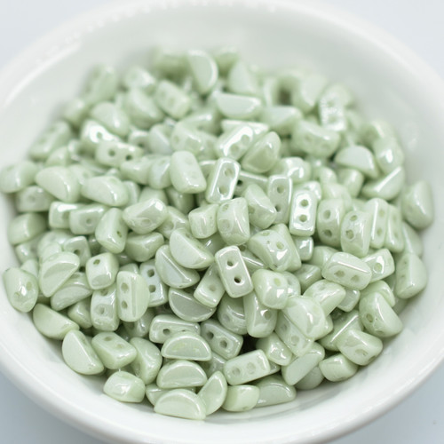 KOS® PAR PUCA® (50 Beads) - Opaque Light Green Ceramic Look - 6x3mm 2-hole