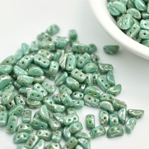 KOS® PAR PUCA® (50 Beads) - Opaque Green Turquoise New Picasso - 6x3mm 2-hole